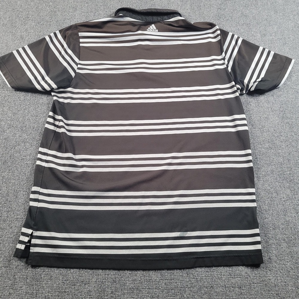 Adidas Polo Shirt Mens Large Black Gray Striped Puremotion Golf Performance - Picture 3 of 8